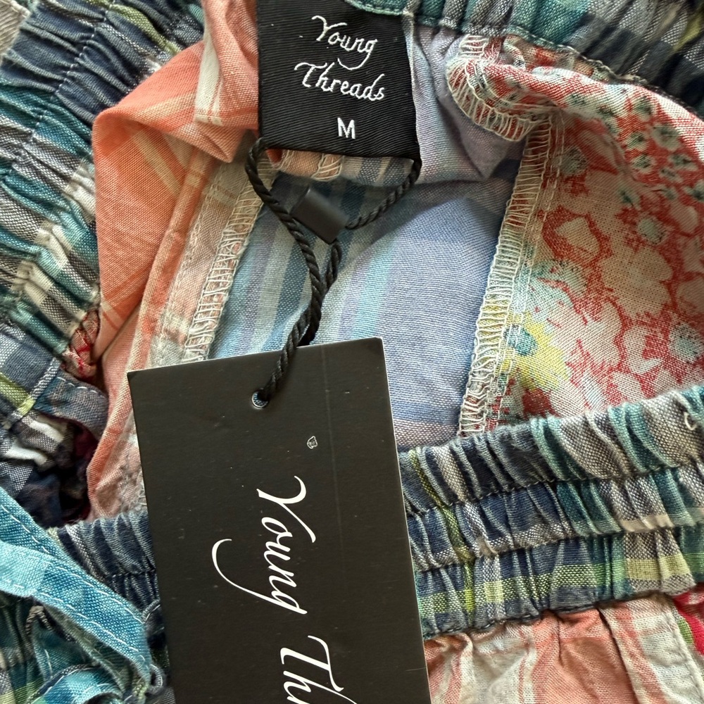 Young Threads Patchwork Pants NWT Medium Boho Cot… - image 12